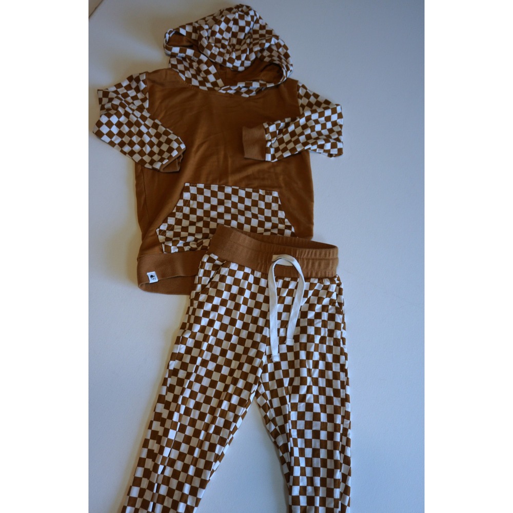 George Hat Brown Checkered Hoodie and Joggers Set 18-24 Months RK1.K5016